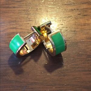 Kate Spade Green Enamel Bar None Hoop Earring